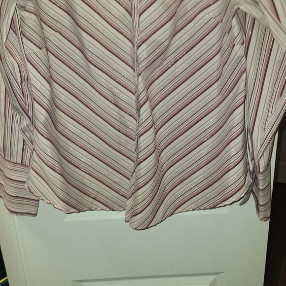 Ashley Stewart Stretch Lavender Sparkle Button Down Blouse - Picture 4 of 10